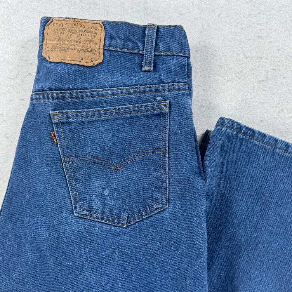 Vintage Levis 509 Orange Tab Jeans Mens 33x32 Medium Wash Straight Leg 1970's